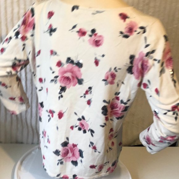 Kate Hill Floral Soft Sequin Sweater NWOT SIZE M - Picture 4 of 6